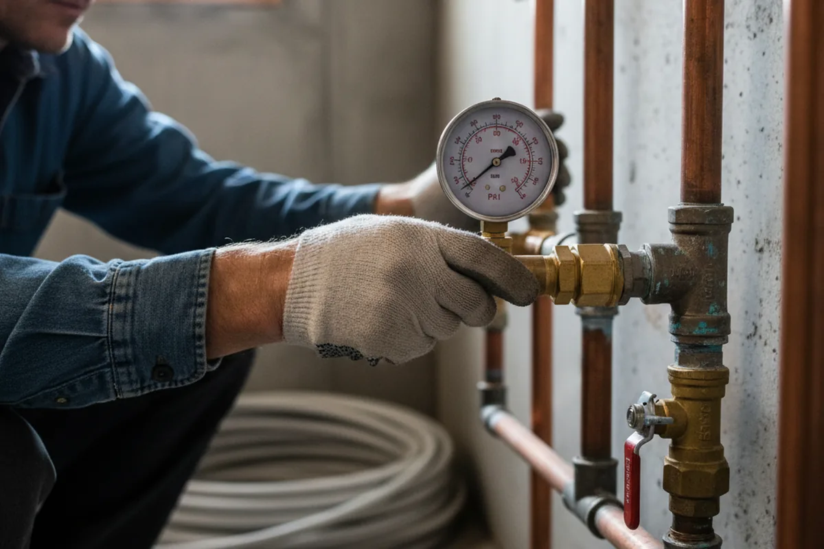 Pressure testing a repaired line during Water Line Repair in Patchogue